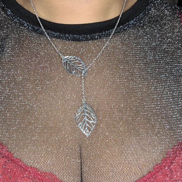 Double Leaf Necklace - Picture 12 of 13